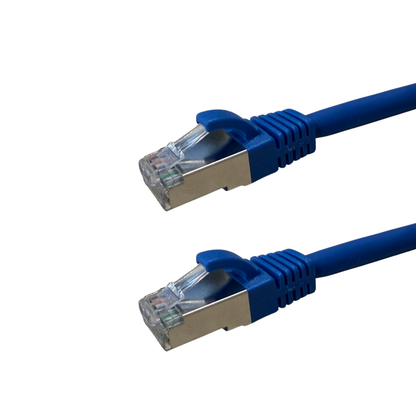 Blue CAT6A S/FTP slim LSZH Ethernet patch cable with RJ45 connectors