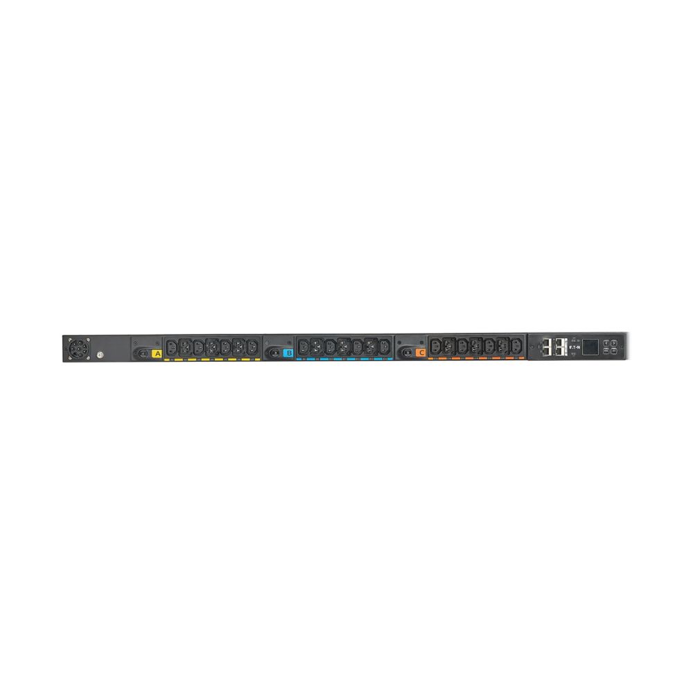 Eaton EVMAGU23X-E black rack-mountable PDU switch with ports and lights