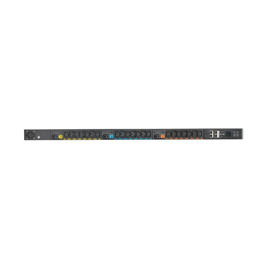 Eaton EVMAGU23X-E black rack-mountable PDU switch with ports and lights