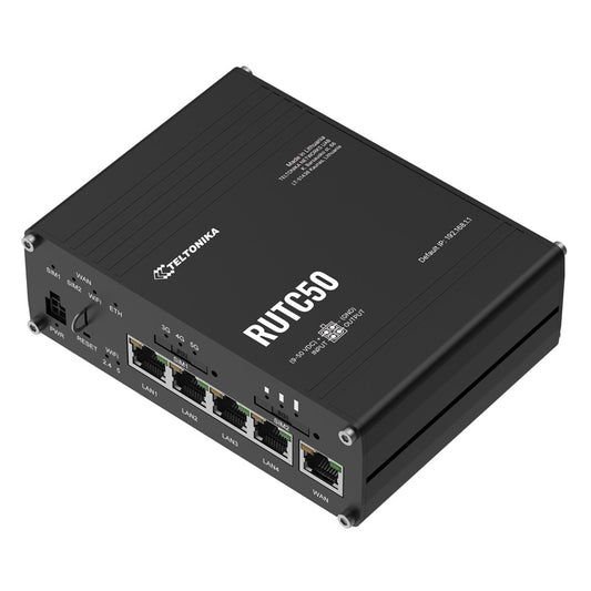 Teltonika RUTC50 | Dual SIM Cat 20 Cellular 4G/LTE/5G Gigabit Wi-Fi 6 Router, I/O, GPS