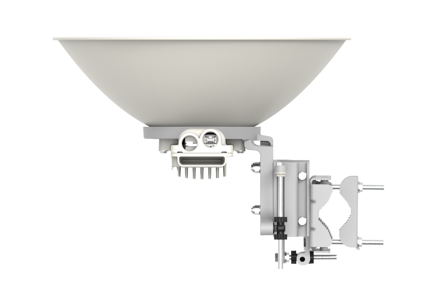 Cambium cnWave C100 28 GHz base unit with white LED floodlight