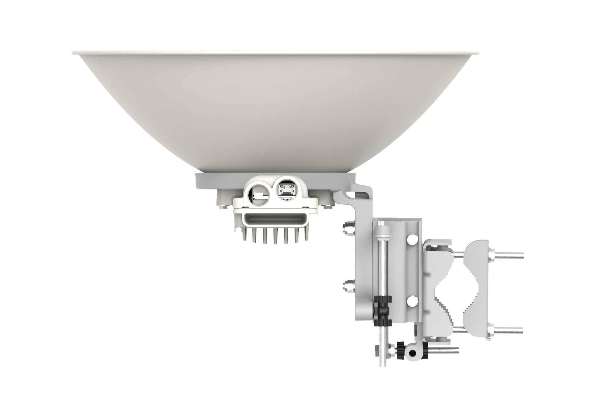 Cambium cnWave C100 28 GHz base unit with white LED floodlight