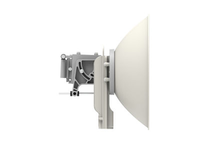 Cambium cnWave C100 CPE white sleek satellite dish with metallic bracket