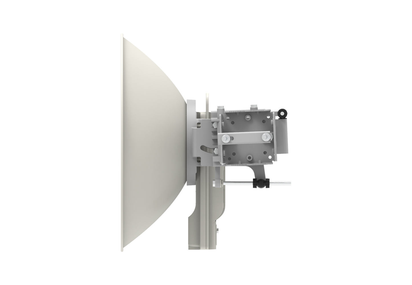 Cambium cnWave C100 CPE 28 GHz white sleek satellite dish with bracket