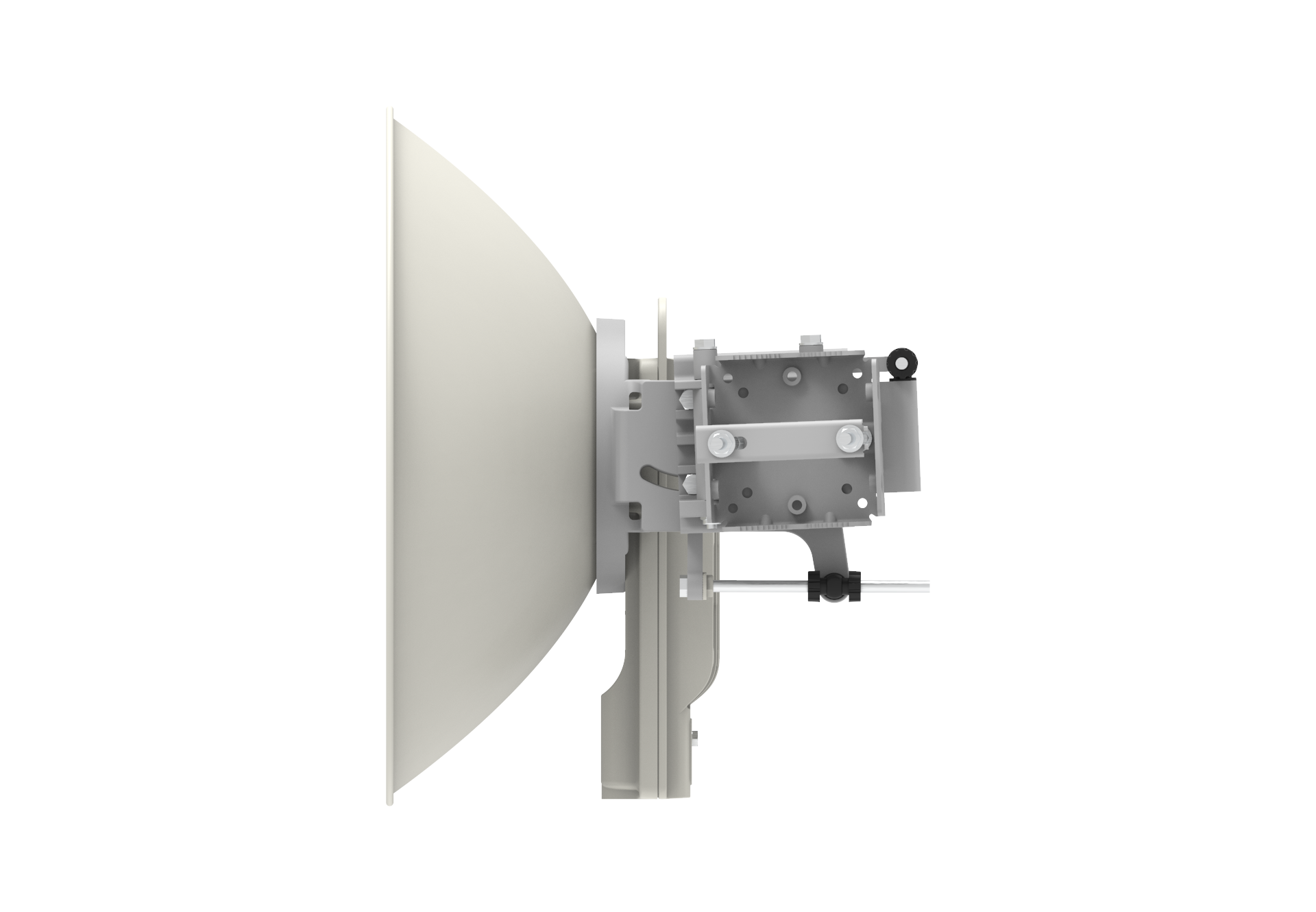 Cambium cnWave C100 CPE 28 GHz white sleek satellite dish with bracket