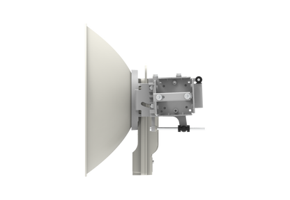 Cambium cnWave C100 CPE 28 GHz white sleek satellite dish with bracket