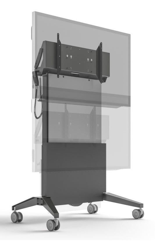 Black electric lift mobile stand with caster wheels and screen bracket for microsoft surface hub 2s 50 inch