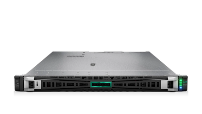 HPE ProLiant DL380 Gen10 server with sleek metallic finish and green LEDs, in DL360 Gen11 product