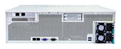 Rear view of Fortinet FortiAnalyzer-3100G FAZ-3100G server rack with ports and fans