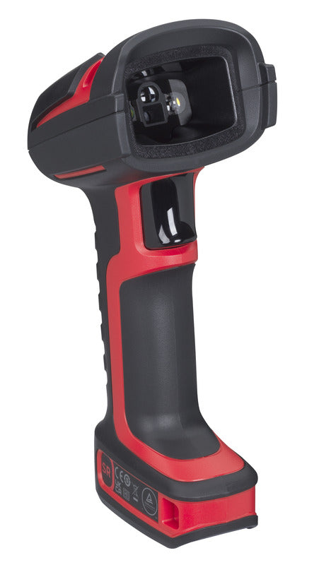 Red and black honeywell granit 2105isr rugged handheld bluetooth 2d barcode scanner with ergonomic design
