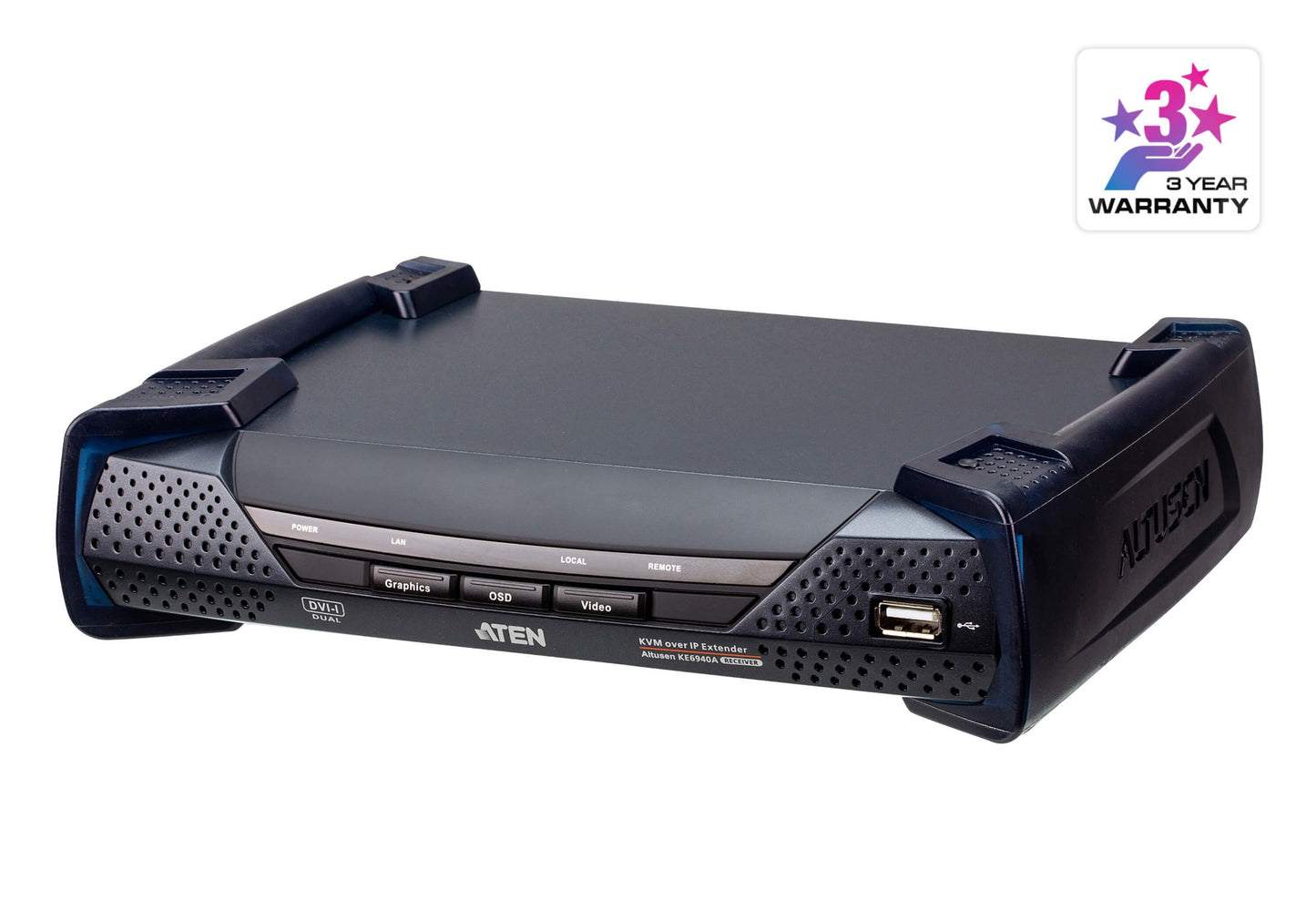 ATEN KE6940AR-AX-U | KE6940A Receiver Dual DVI-I KVM over IP, 2 x DVI-I, SFP Fibre, FHD 1920x1200