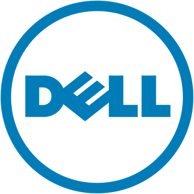 Blue dell logo with stylized ’d’ and the word ’dell’ in bold, uppercase letters inside a circular outline.