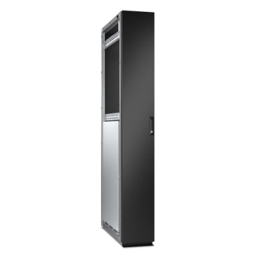 Black and silver APC SP3BBEC bottom entry cabinet with ventilation slots and metal lower section for easy UPS 3-phase systems