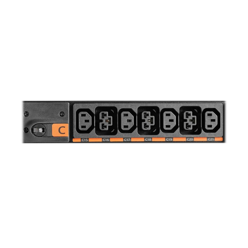 Eaton EVBAGU23X-E PDU back with black orange power strip C15-C21 outlets