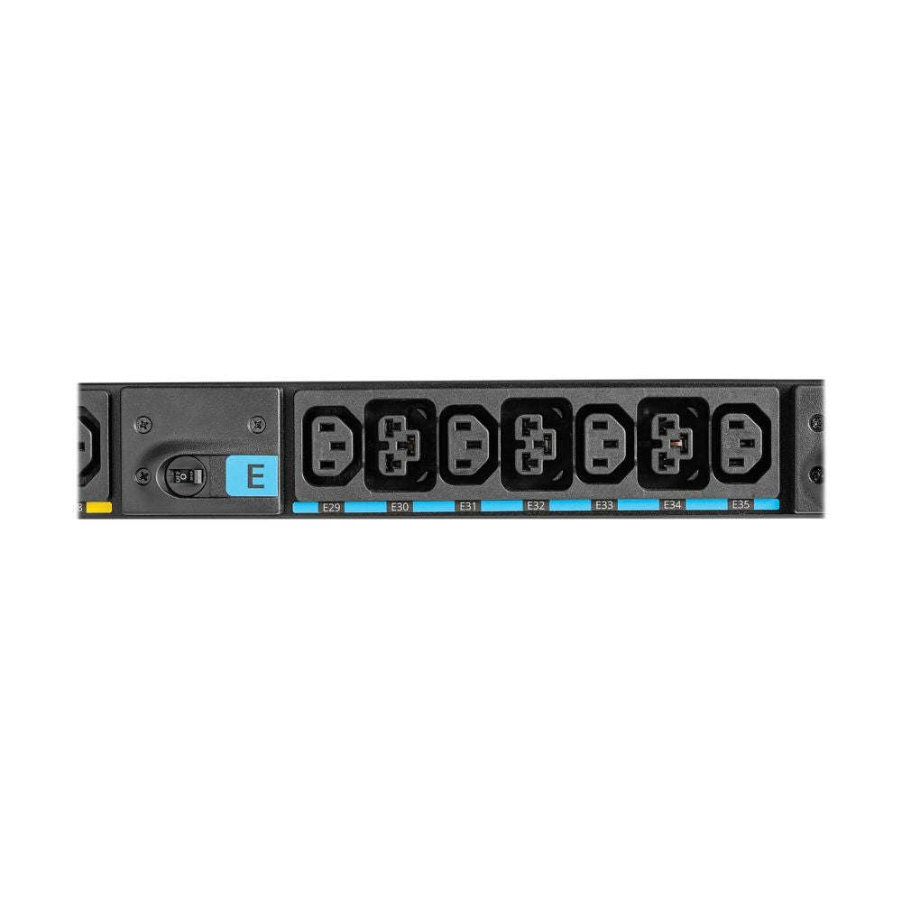 Eaton EVBAGU23X-E black rack-mount PDU with 6 outlets and blue switch