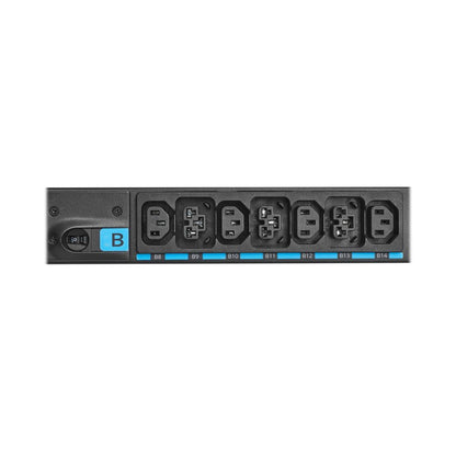 Eaton EVMIGU23X-E PDU back with 6 C13 outlets, B8-B14 labels, blue switch
