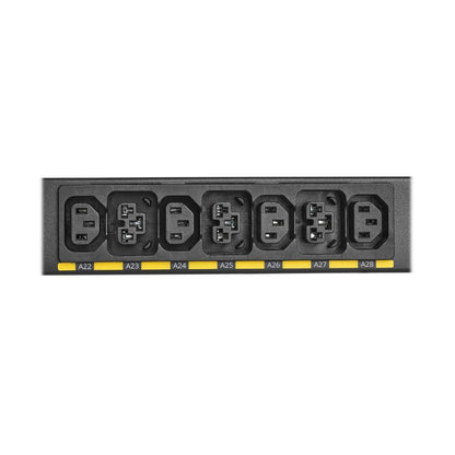 Eaton EVMIGU23X-E PDU black power strip with outlets labeled A22-A28