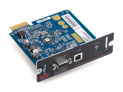 APC AP9620 UPS-Link SmartSlot card with blue AP9800 and labeled ports