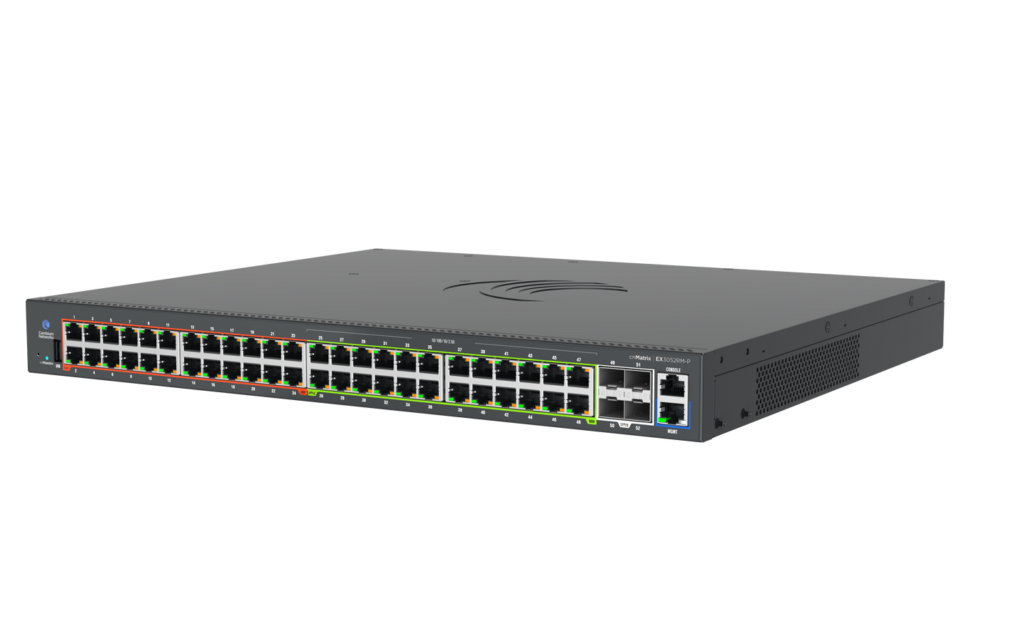 Cambium Networks MXEX3052MXPA10 | cnMatrix EX3052RM-P 48-Port Multi-Gig PoE++ Switch, 4x 25G