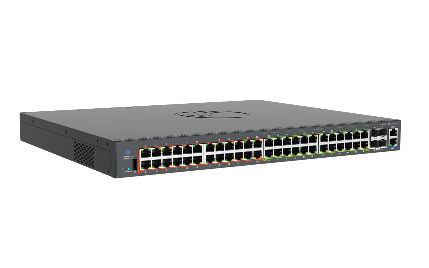 Cambium Networks MXEX3052MXPA10 | cnMatrix EX3052RM-P 48-Port Multi-Gig PoE++ Switch, 4x 25G