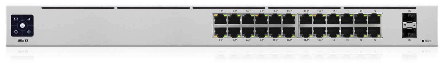 Ubiquiti USW-24-POE | UniFi 24-Port PoE Managed Switch, 16x PoE+ Ports, 8x Gigabit Ethernet Ports, 2x SFP, 120W, Fanless, Gen2