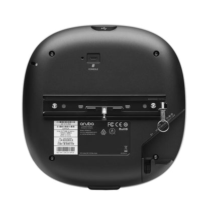 Back of Aruba AP-213-BEV black Wi-Fi access point with console port