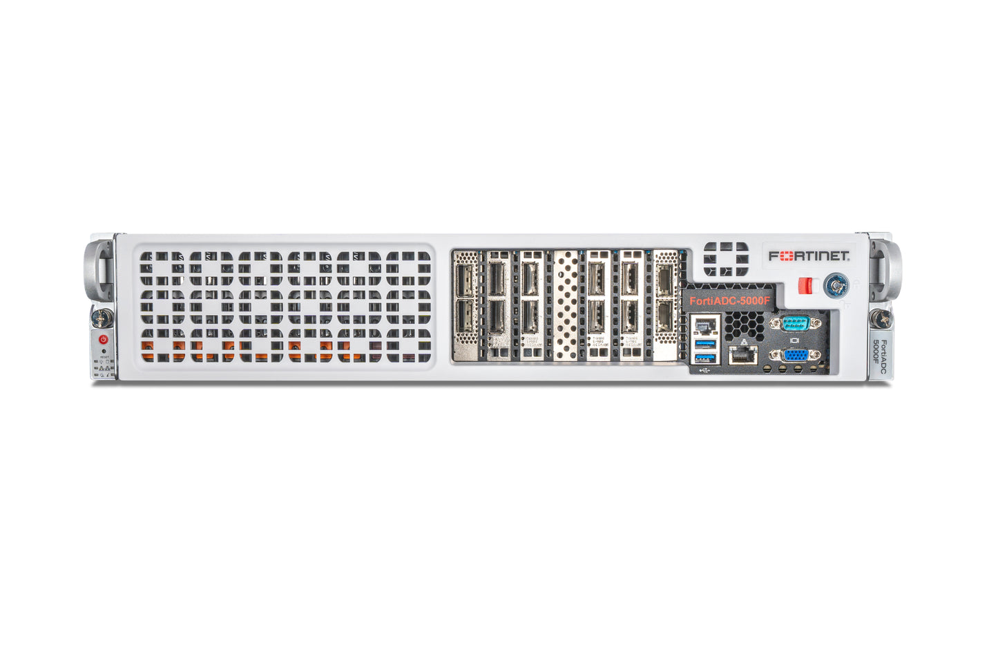 Fortinet FAD-5000F server rack with fatinet branding, ports and vents