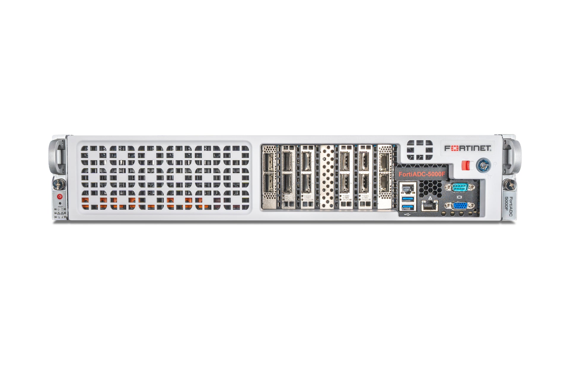 Fortinet FAD-5000F server rack with fatinet branding, ports and vents