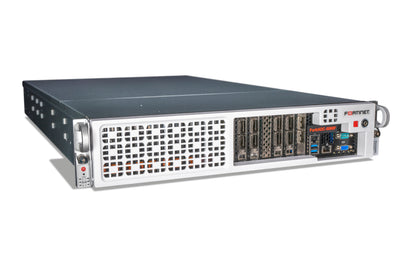 Fortinet FAD-5000F FortiADC-5000F rear with Formnet f9042c-68me rack dark gray chassis