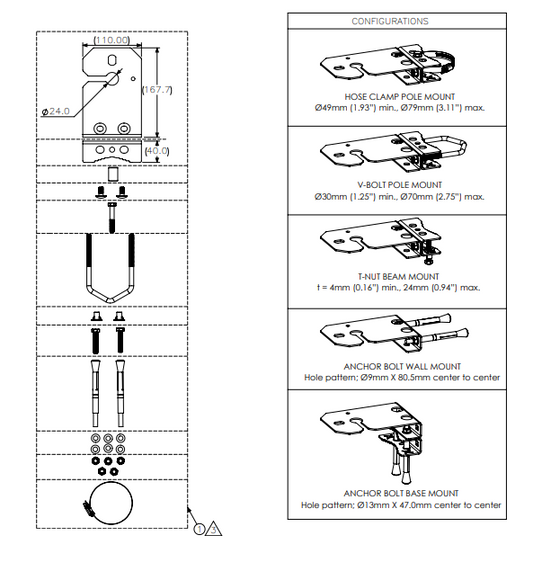 Fortinet FANT-MNT-2BRKT | Outdoor Antenna Wall/Pole Mount Kit for Fixed Installs, FEV/FEX/FG/FGR