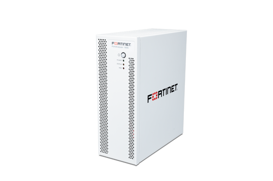 White Fortinet FAP-105S network appliance with perforated panels, sleek design