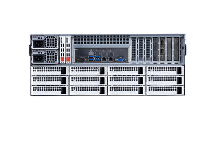 Rear view of Fortinet FortiAnalyzer-3510G FAZ-3510G server rack with ports