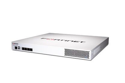 White Fortinet FortiGate-60E security appliance on FortiAnalyzer-300G product