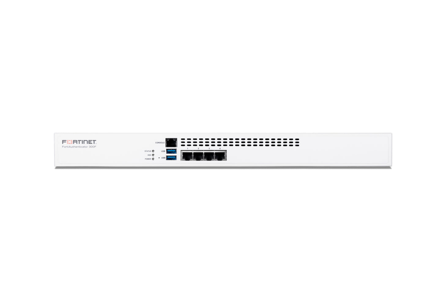 Fortinet FortiGate-60F white security appliance with Ethernet ports, USB