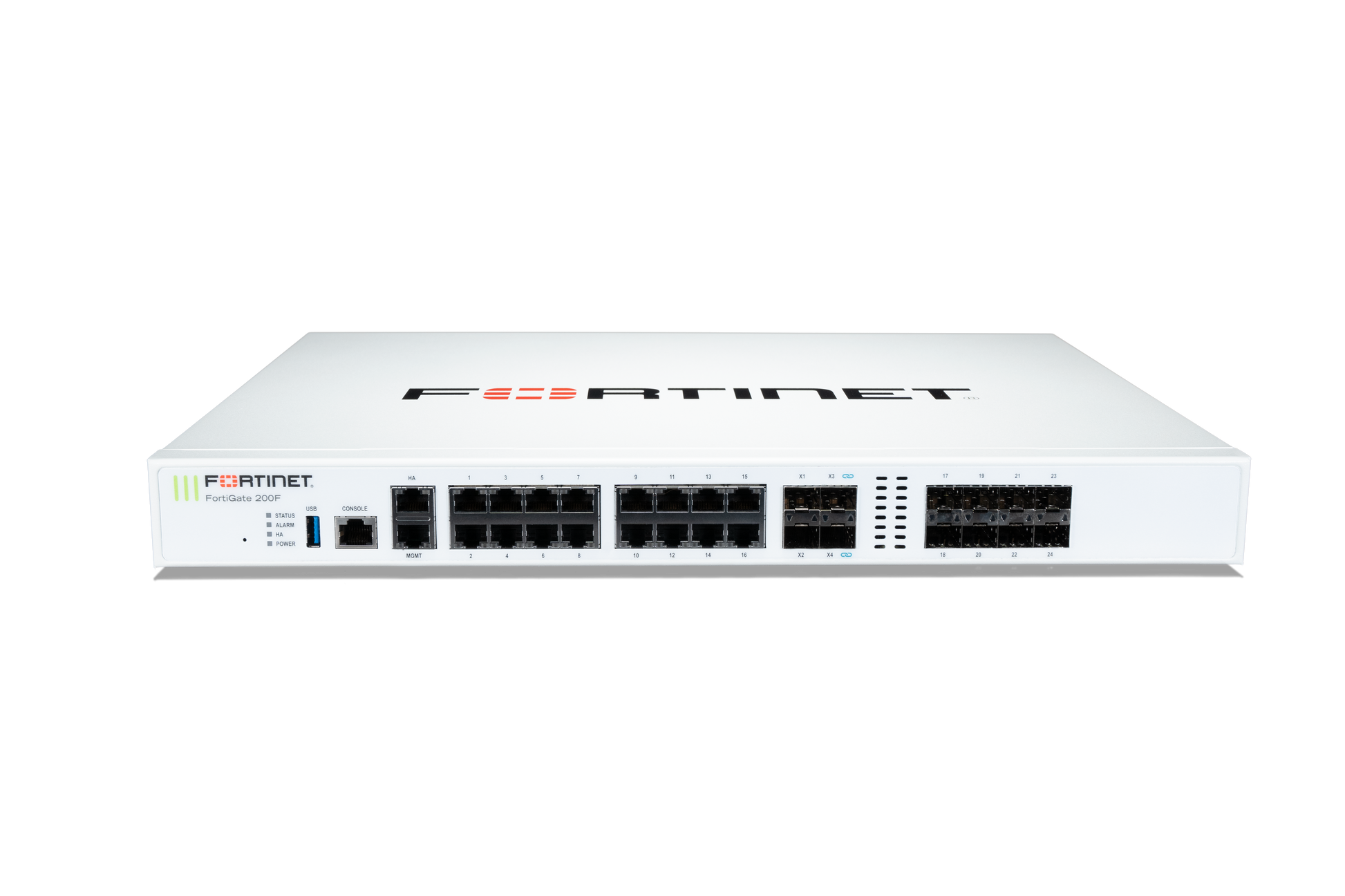 White Fortinet FortiGate-60C back view with Ethernet and USB ports