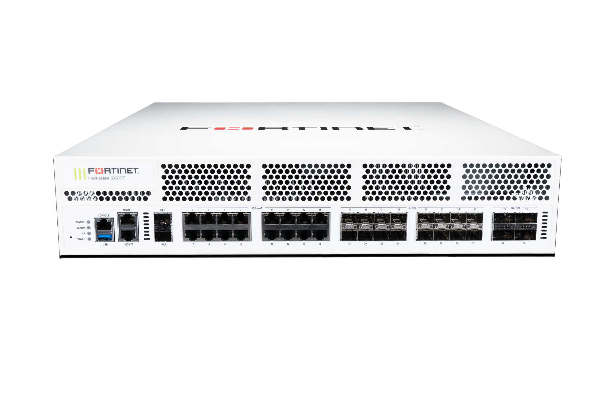Fortinet FG-2600F FortiGate-2600F white security appliance rear view