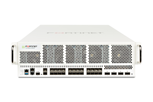 Fortinet FortiGate-6500F front with perforated panel and Ethernet ports