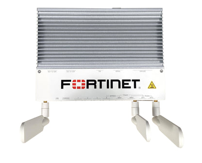 Fortinet FortiGate Rugged-60F silver appliance with ribbed heat sink, antennas