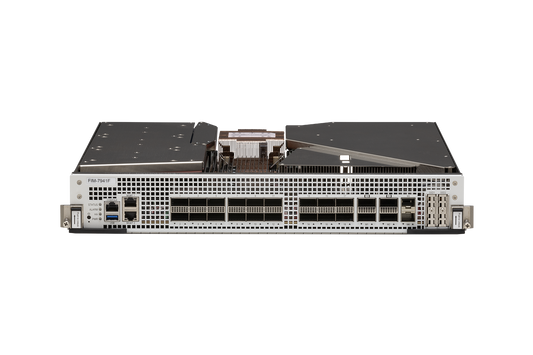Fortinet FIM-7941F silver server rack with Ethernet ports and cooling fan