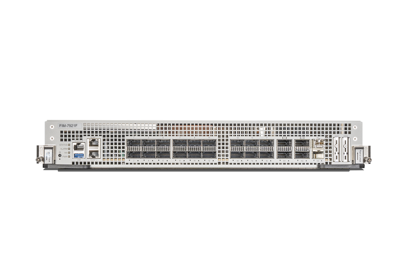 Fortinet FIM-7921F front panel with ventilation grid and ports