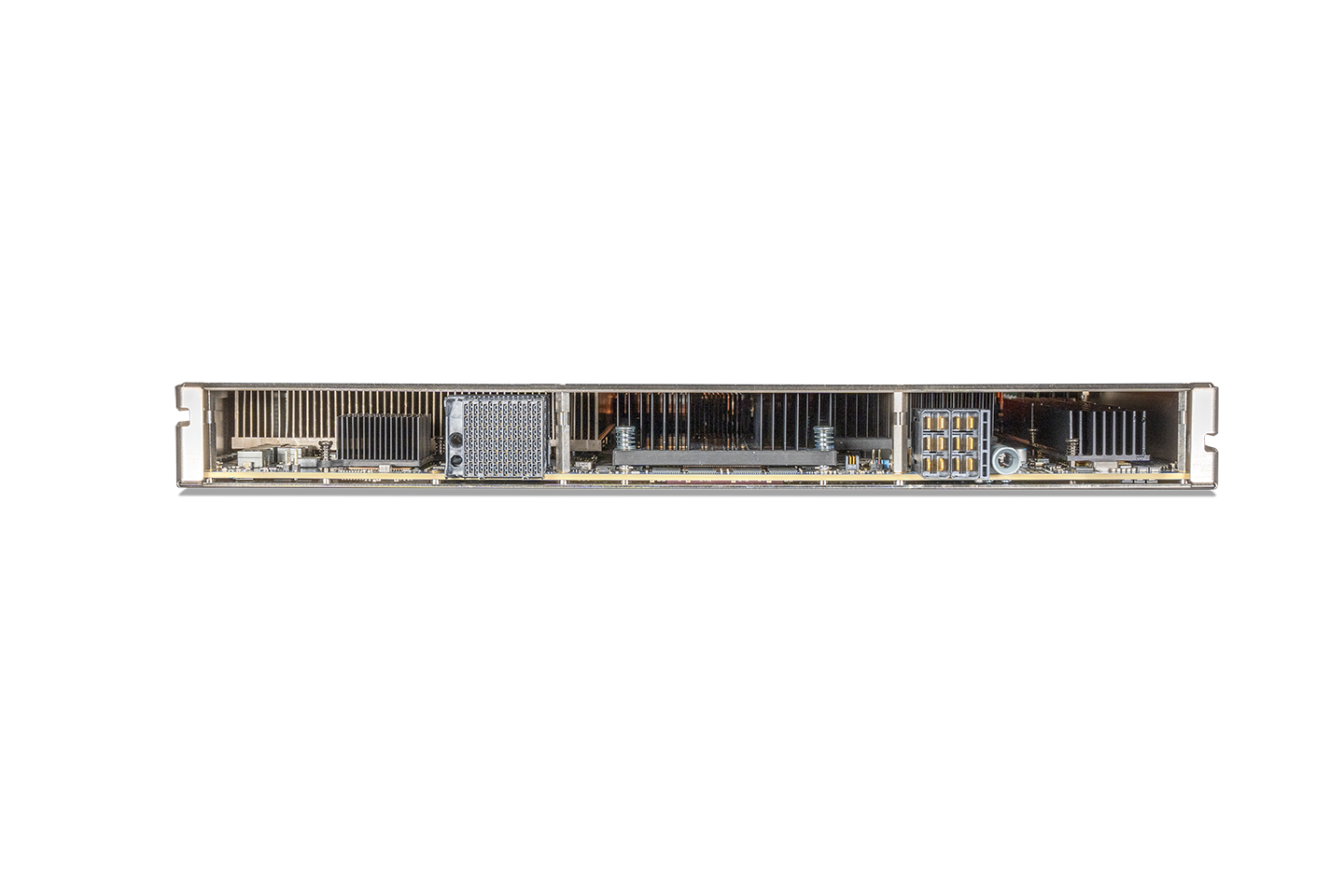 Fortinet FPM-7620F silver server rack module with QSFP28 and SFP28 ports