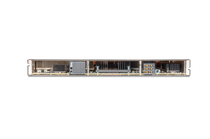 Fortinet FPM-7620F silver server rack module with QSFP28 and SFP28 ports