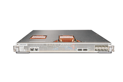 Fortinet FPM-7620F processing module with copper heat sinks and QSFP28 SFP28 ports