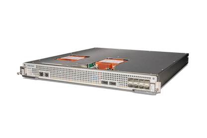 Fortinet FPM-7620F silver server rack with orange heat sinks and QSFP28 ports