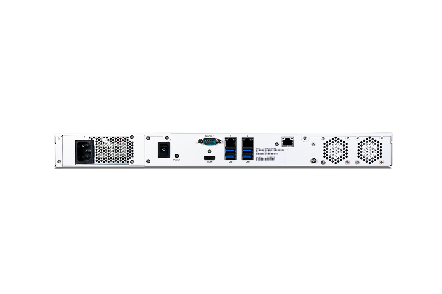 Fortinet FRC-400F white server rack rear with ports and ventilation