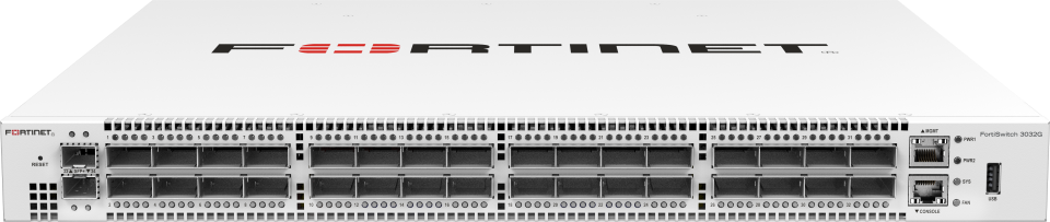 Fortinet FortiSwitch-3032G 32-port 100GE/40GE QSFP28 network switch front view