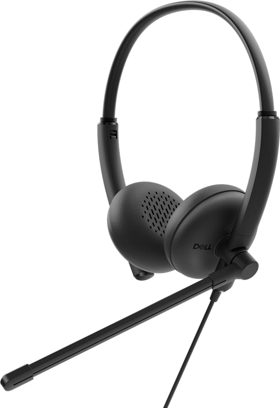 Black dell 520-bblt wired on-ear headset with usb-a noise-cancelling mic flexible arm and perforated earcups