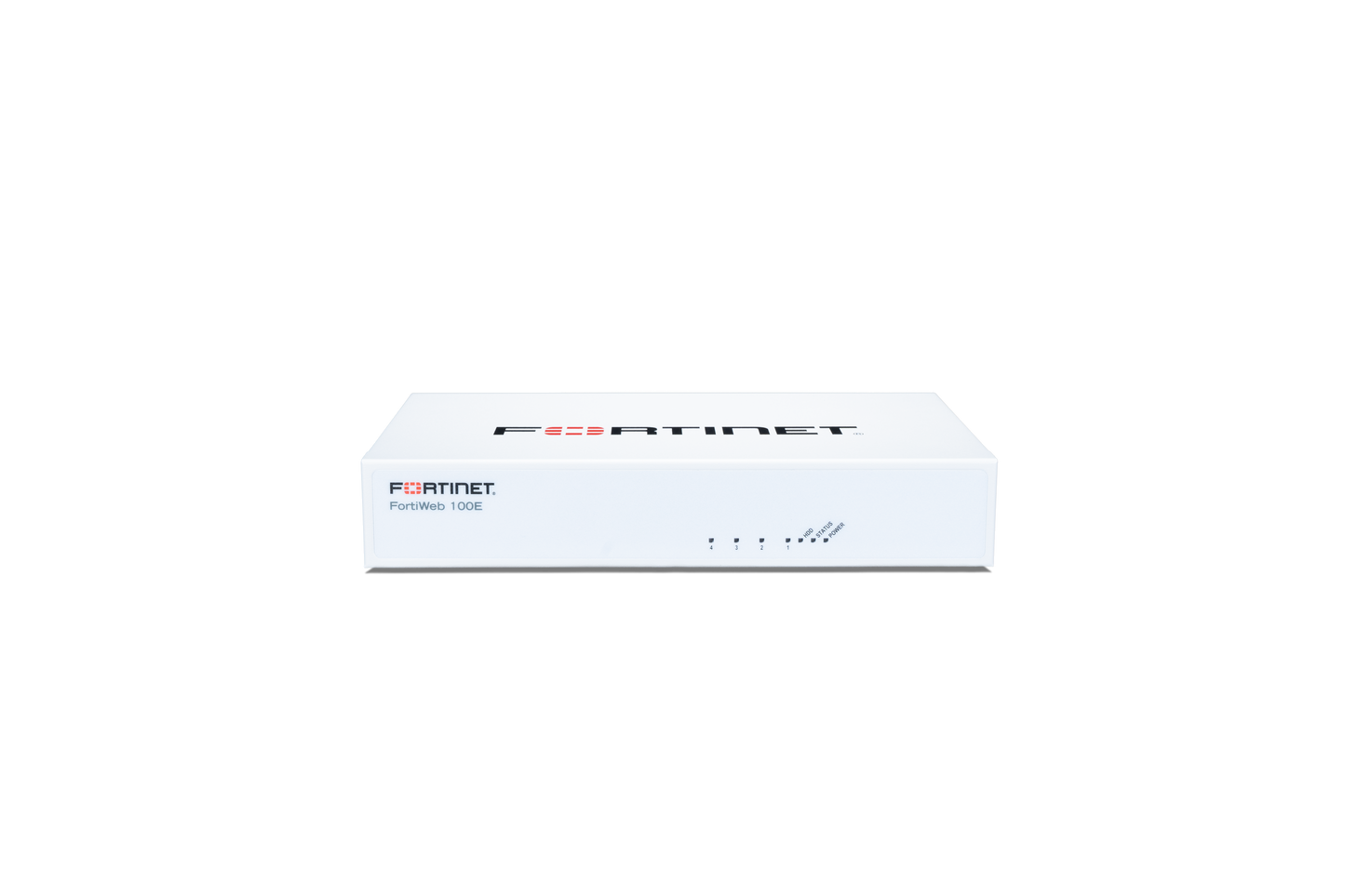 White Fortinet FortiWiFi 100E with sleek design and SP-FWB100E-PA power adapter pack