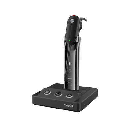 Yealink WH63-UC wireless headset with black ergonomic design and silver base