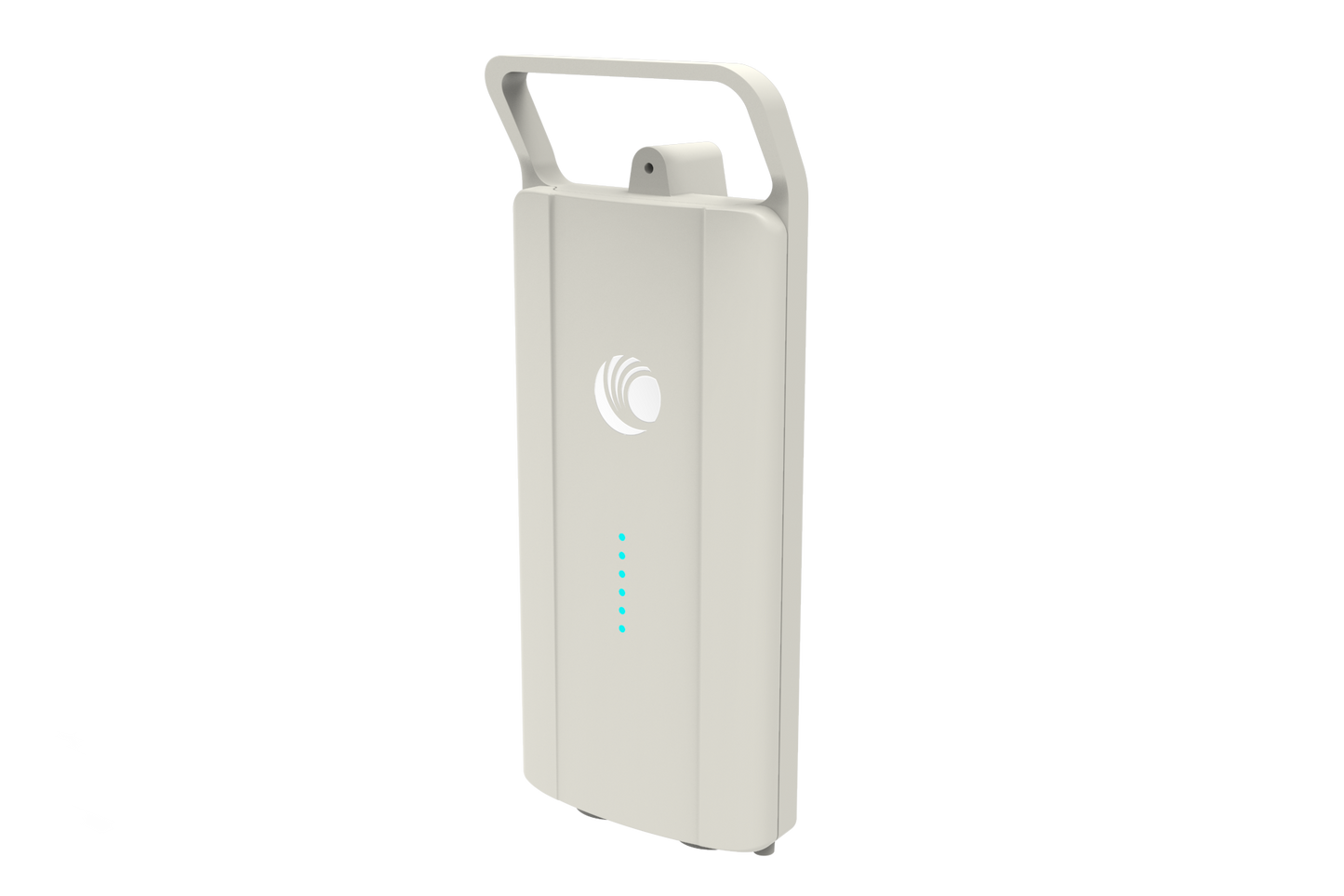 Cambium Networks ePMP Force 425 white power bank with handle and LED indicators